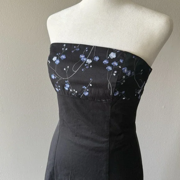Vtg Y2k Express Floral Babydoll Strapless Formal Dress 3/4 Fairy Whimsigoth - Picture 2 of 8